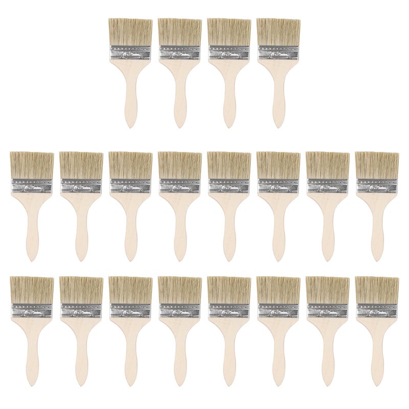 Homeswitch Paint Stains Brush Wood Handles Chip Brush Pack of 20 (3 Inch) - Image 1